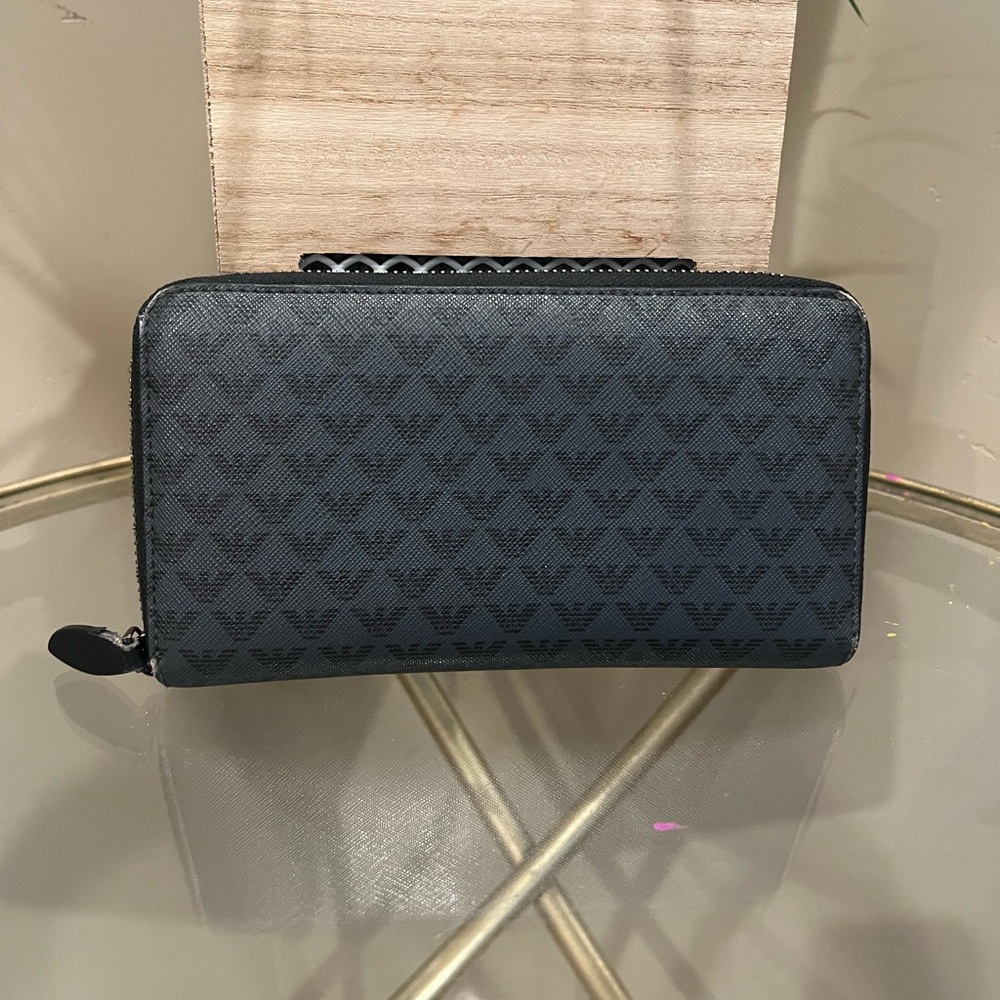 Emporio Armani Black Patterned Wallet